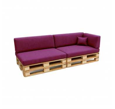 Set de 6 Coussins pour Palette, 2x 120x80 + 2x 120x40 + 60x40 + 40x40, Violet