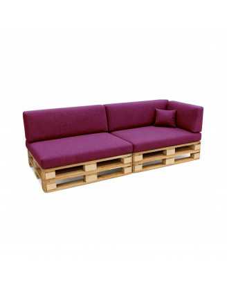 Set de 6 Coussins pour Palette, 2x 120x80 + 2x 120x40 + 60x40 + 40x40, Violet