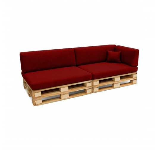 Set de 6 Coussins pour Palette, 2x 120x80 + 2x 120x40 + 60x40 + 40x40, Bordeaux