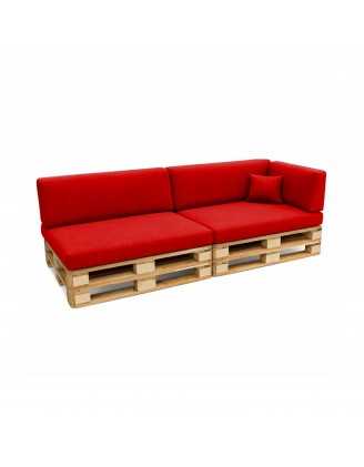 Set de 6 Coussins pour Palette, 2x 120x80 + 2x 120x40 + 60x40 + 40x40, Rouge