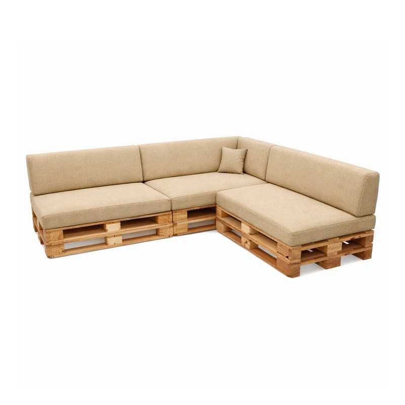 Set de 8 Coussins pour Palettes 120x80 + 120x40 Beige
