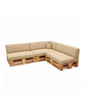 Set de 8 Coussins pour Palettes 120x80 + 120x40 Beige