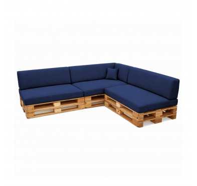 Set de 8 Coussins pour Palettes 120x80 + 120x40 Bleu Foncé