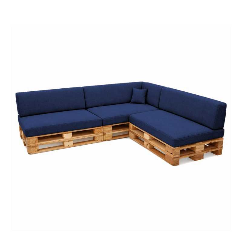 Set de 8 Coussins pour Palettes 120x80 + 120x40 Bleu Foncé