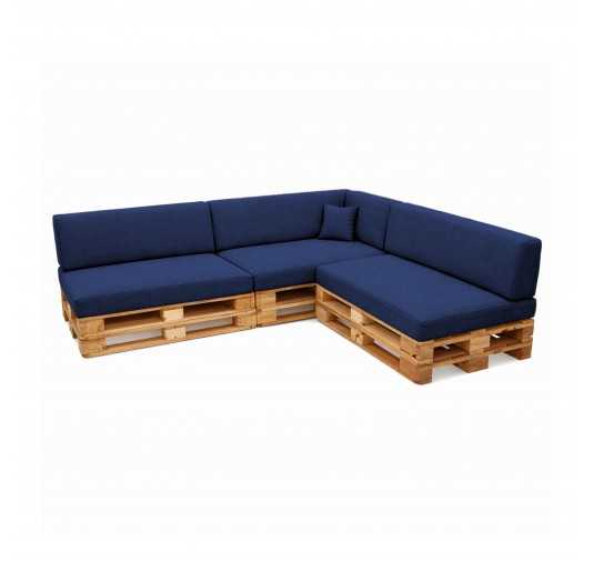 Set de 8 Coussins pour Palettes 120x80 + 120x40 Bleu Foncé