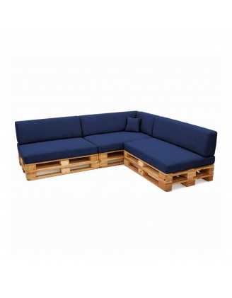 Set de 8 Coussins pour Palettes 120x80 + 120x40 Bleu Foncé