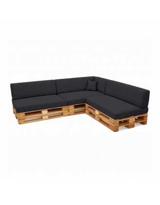 Set de 8 Coussins pour Palettes 120x80 + 120x40 Anthracite