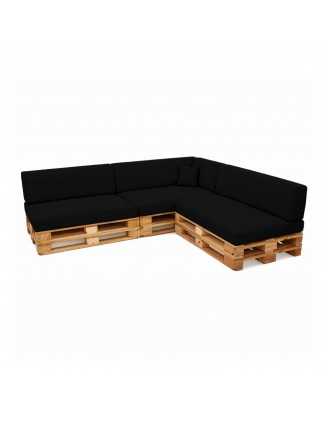 Set de 8 Coussins pour Palettes 120x80 + 120x40 Noir