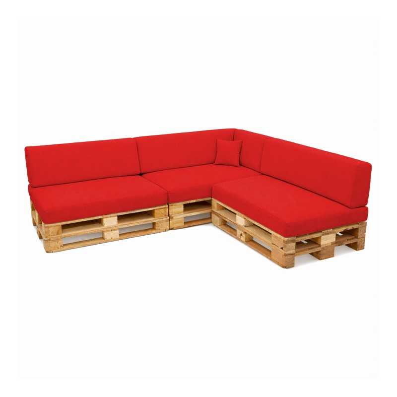 Set de 8 Coussins pour Palettes Imperméable 120x80 + 120x40 Rouge Set de 8 Coussins pour Palettes Imperméable 120x80 + 120x40 Rouge