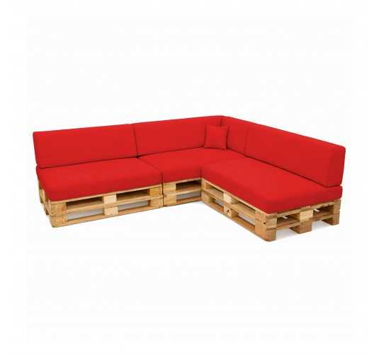 Set de 8 Coussins pour Palettes Imperméable 120x80 + 120x40 Rouge