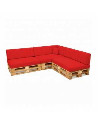 Set de 8 Coussins pour Palettes Imperméable 120x80 + 120x40 Rouge