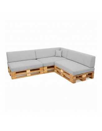 Set de 8 Coussins pour Palettes Imperméable 120x80 + 120x40 Gris