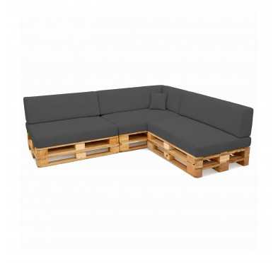 Set de 8 Coussins pour Palettes Imperméable 120x80 + 120x40 Anthracite