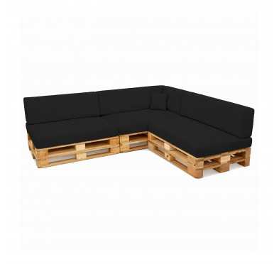 Set de 8 Coussins pour Palettes Imperméable 120x80 + 120x40 Noir
