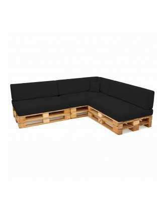 Set de 8 Coussins pour Palettes Imperméable 120x80 + 120x40 Noir