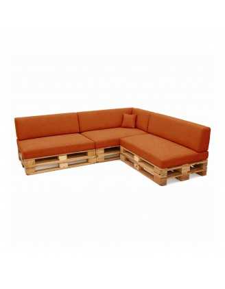 Set de 8 Coussins pour Palette, 3x 120x80 + 3x 120x40 + 60x40 + 40x40, Orange