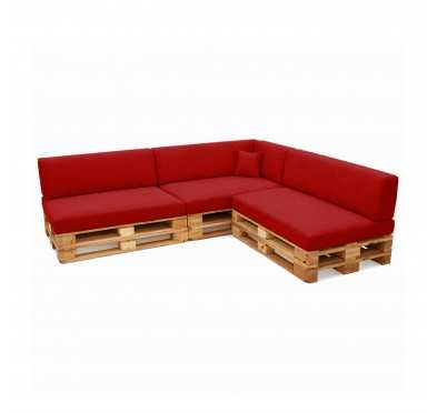 Set de 8 Coussins pour Palette, 3x 120x80 + 3x 120x40 + 60x40 + 40x40, Rouge