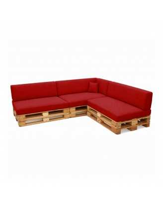 Set de 8 Coussins pour Palette, 3x 120x80 + 3x 120x40 + 60x40 + 40x40, Rouge