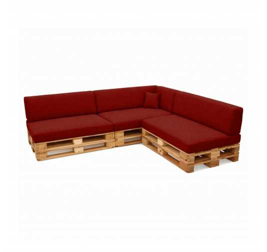 Set de 8 Coussins pour Palette, 3x 120x80 + 3x 120x40 + 60x40 + 40x40, Bordeaux