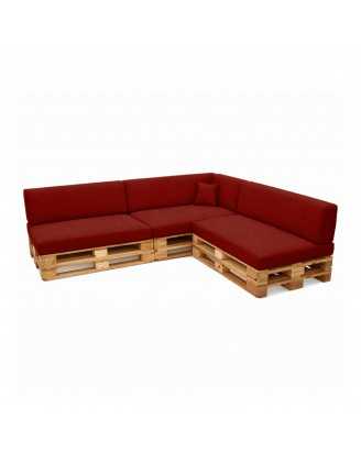 Set de 8 Coussins pour Palette, 3x 120x80 + 3x 120x40 + 60x40 + 40x40, Bordeaux