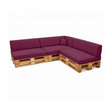 Set de 8 Coussins pour Palette, 3x 120x80 + 3x 120x40 + 60x40 + 40x40, Violet