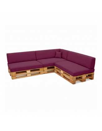 Set de 8 Coussins pour Palette, 3x 120x80 + 3x 120x40 + 60x40 + 40x40, Violet