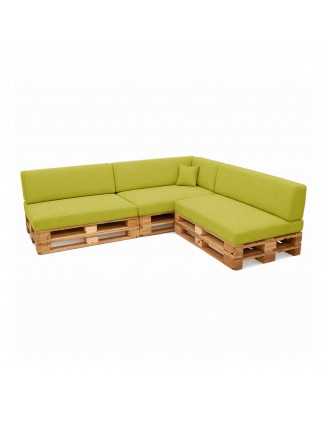 Set de 8 Coussins pour Palette, 3x 120x80 + 3x 120x40 + 60x40 + 40x40, Vert Lime