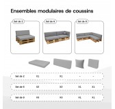 Set de 8 Coussins pour Palette, 3x 120x80 + 3x 120x40 + 60x40 + 40x40, Vert Lime