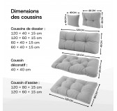 Coussin de Dossier pour Palette, Matelassé, 120x40x15 cm, Vert Lime