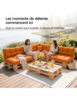Coussin de Latéral pour Palette, Matelassé, 60x40x15 cm, Bordeaux