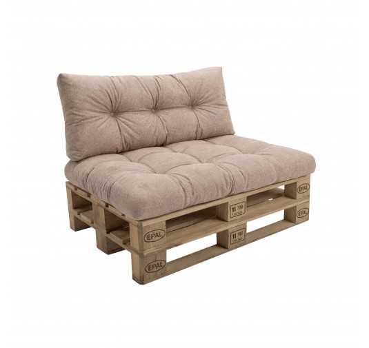 Set de 2 Coussins Matelassés pour Palettes 120x80 + 120x40 Beige
