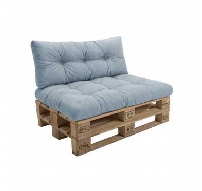 Set de 2 Coussins Matelassés pour Palettes 120x80 + 120x40 Bleu