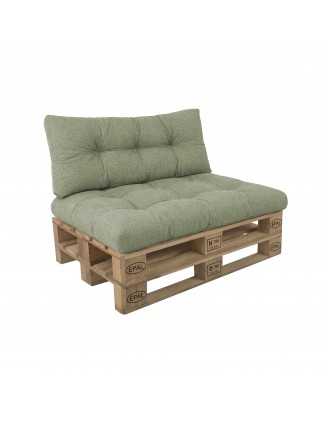 Set de 2 Coussins Matelassés pour Palettes 120x80 + 120x40 Vert