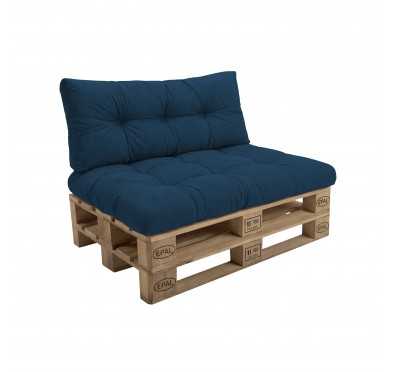 Set de 2 Coussins Matelassés pour Palettes 120x80 + 120x40 Bleu Foncé