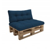 Set de 2 Coussins Matelassés pour Palettes 120x80 + 120x40 Bleu Foncé