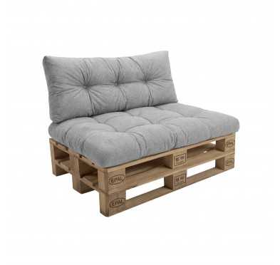 Set de 2 Coussins Matelassés pour Palettes 120x80 + 120x40 Gris
