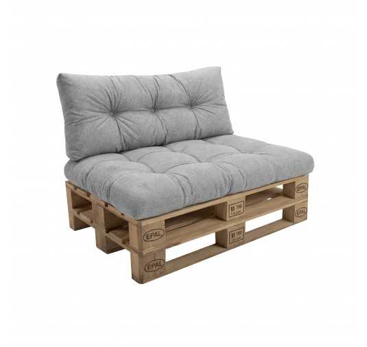 Set de 2 Coussins Matelassés pour Palettes 120x80 + 120x40 Gris