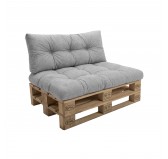 Set de 2 Coussins Matelassés pour Palettes 120x80 + 120x40 Gris