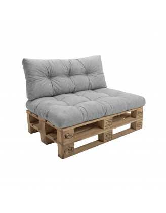 Set de 2 Coussins Matelassés pour Palettes 120x80 + 120x40 Gris