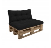Set de 2 Coussins Matelassés pour Palettes 120x80 + 120x40 Noir