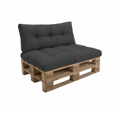 Set de 2 Coussins Matelassés pour Palettes 120x80 + 120x40 Anthracite