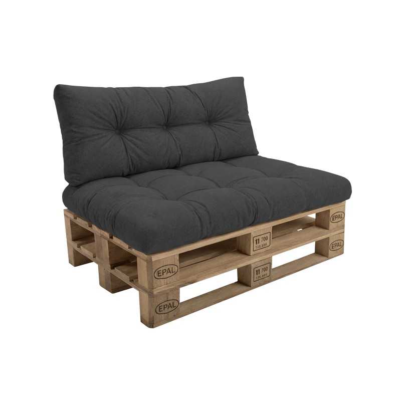 Set de 2 Coussins Matelassés pour Palettes 120x80 + 120x40 Anthracite Set de 2 Coussins Matelassés pour Palettes 120x80 + 120x40 Anthracite