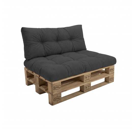 Set de 2 Coussins Matelassés pour Palettes 120x80 + 120x40 Anthracite