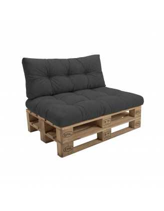 Set de 2 Coussins Matelassés pour Palettes 120x80 + 120x40 Anthracite