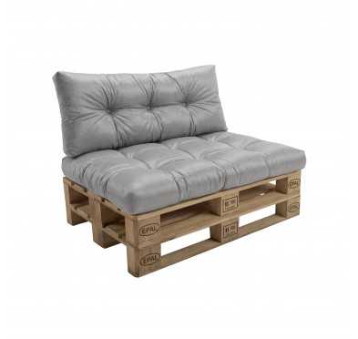 Set de 2 coussins pour palette imperméables, matelassés, 120x80 + 120x40, Gris