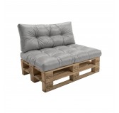 Set de 2 coussins pour palette imperméables, matelassés, 120x80 + 120x40, Gris Set de 2 coussins pour palette imperméables, matelassés, 120x80 + 120x40, Gris