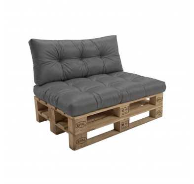 Set de 2 coussins pour palette imperméables, matelassés, 120x80 + 120x40, Anthracite
