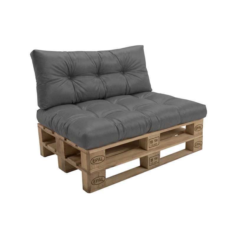 Set de 2 coussins pour palette imperméables, matelassés, 120x80 + 120x40, Anthracite