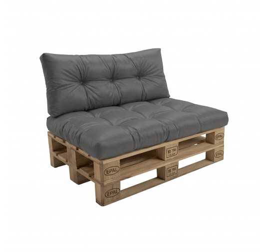 Set de 2 coussins pour palette imperméables, matelassés, 120x80 + 120x40, Anthracite