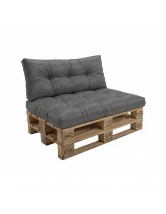 Set de 2 coussins pour palette imperméables, matelassés, 120x80 + 120x40, Anthracite